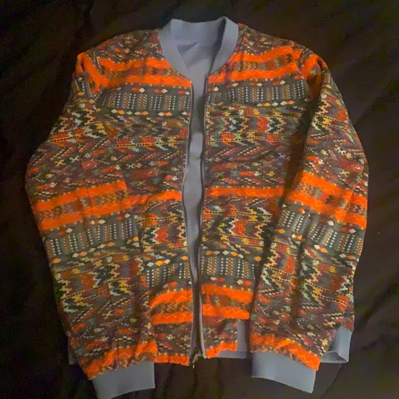XL Zara light blue/ orange print reversible jacket - Picture 2 of 2